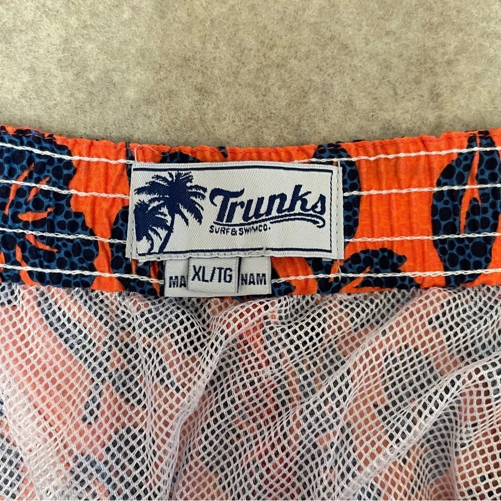 Trunks Surf & Swim Co Orange Hibiscus Swim Trunks 7” Shorts Mesh Lining Men’s XL